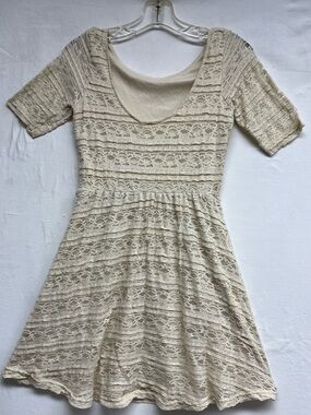 Tiered Cream Lace Mini Dress Cottage Coquette, Romantic, Boho, Fairy Festival